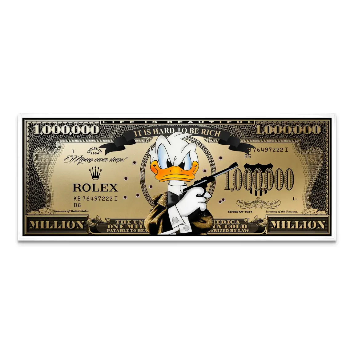 Donald Duck Goldfinger Instinct Pop Art Dollar Leinwand Bild INGALERIE