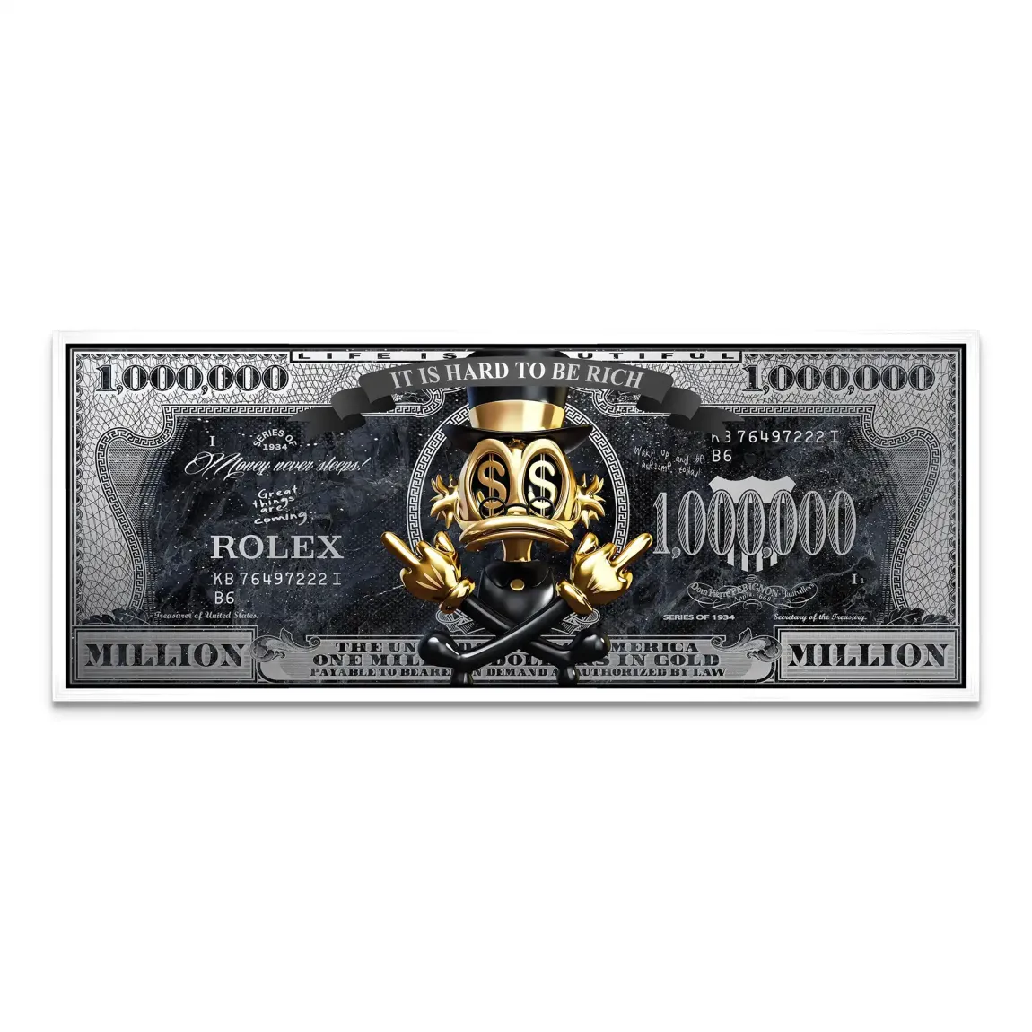 Dagobert Duck Totenkopf Black Dollar Leinwand Bild INGALERIE
