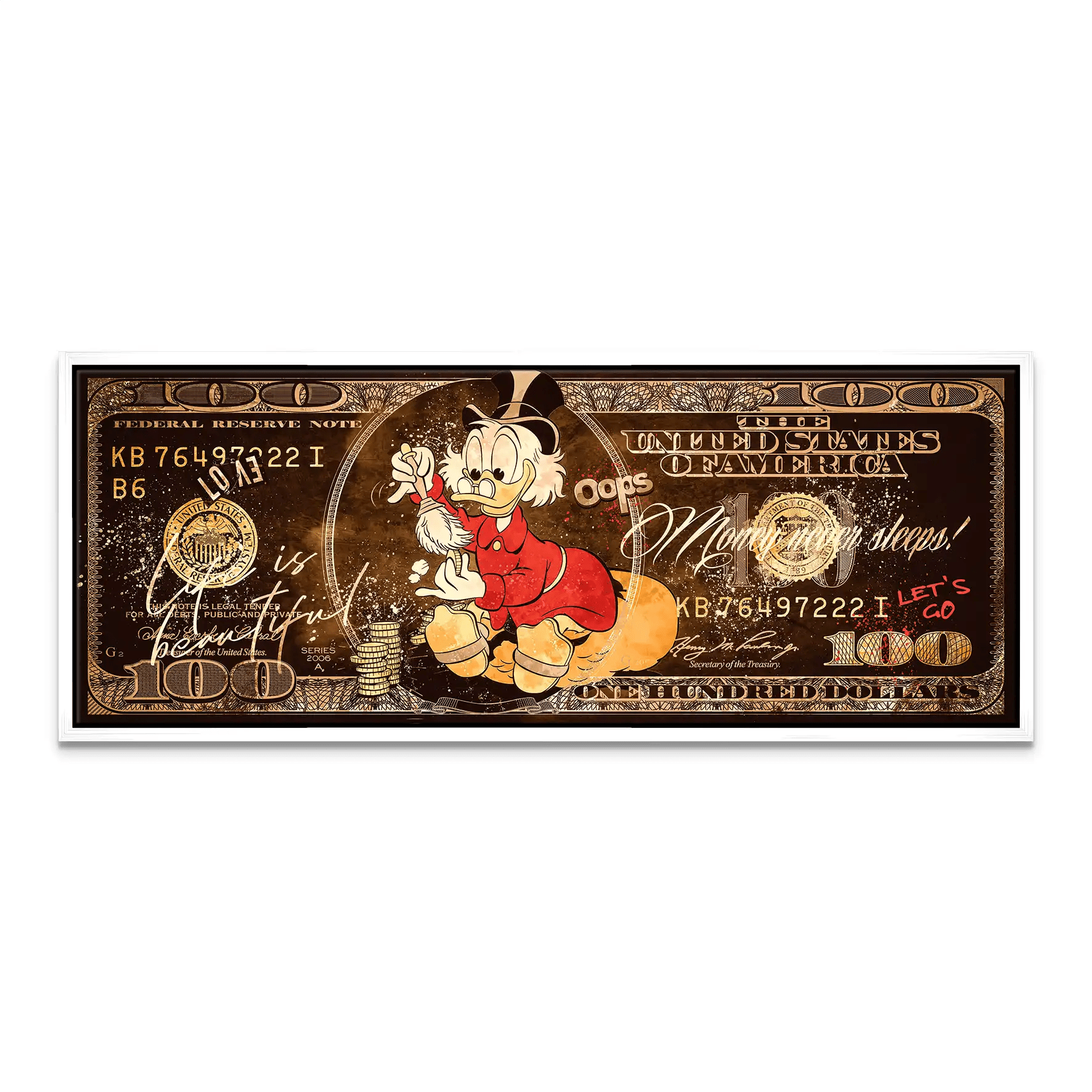 Dagobert Retro Dollar Leinwand Bild INGALERIE