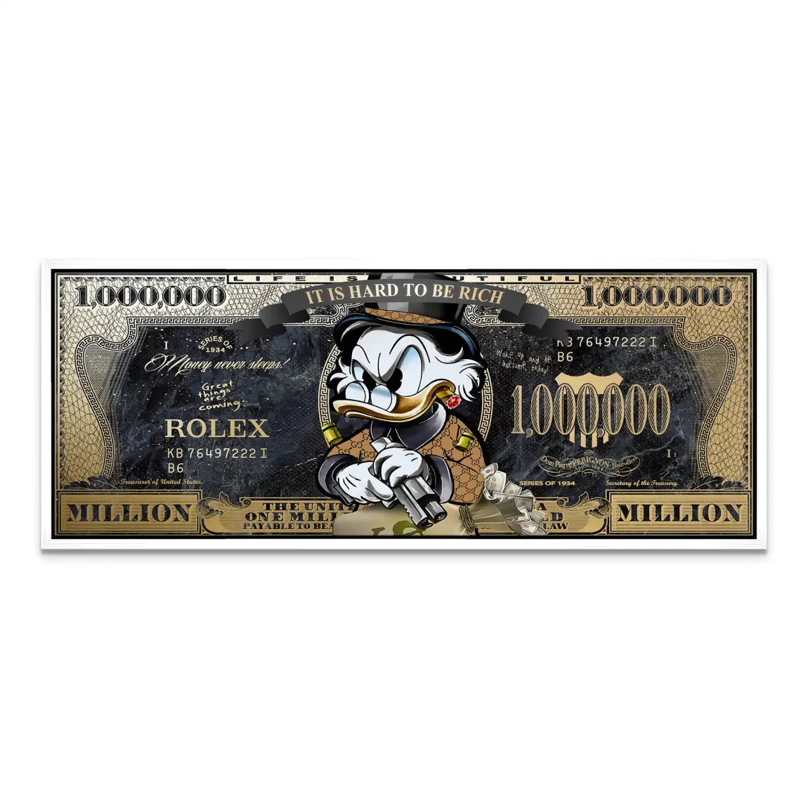 Dogobert Duck Cashed Out Pop Art Dollar Leinwand Bild INGALERIE