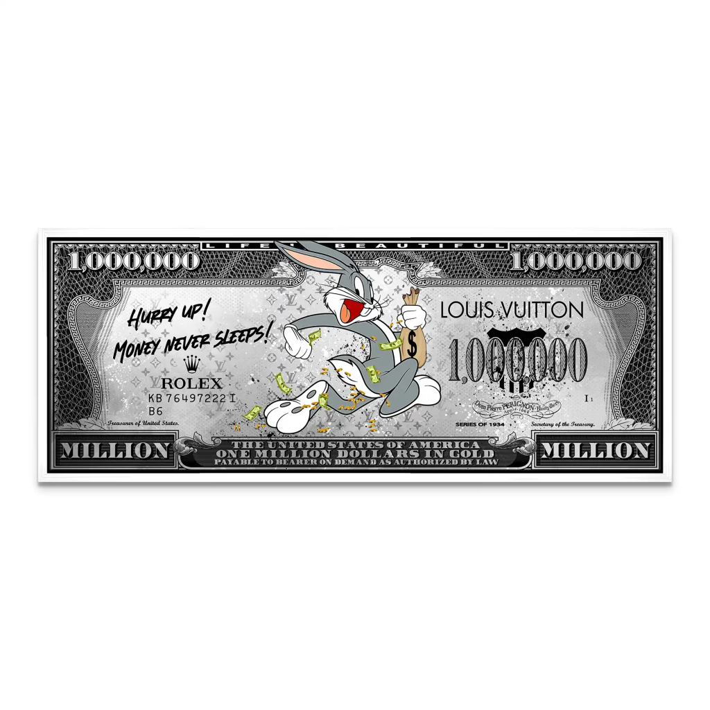 Bunny Dollar Hurry Up Silver Style Leinwand Bild INGALERIE