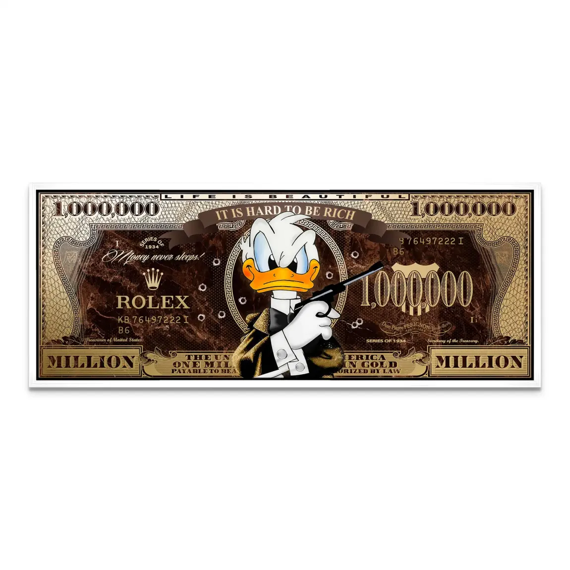 Donald Duck Rich State of Mind Pop Art Leinwand Bild INGALERIE