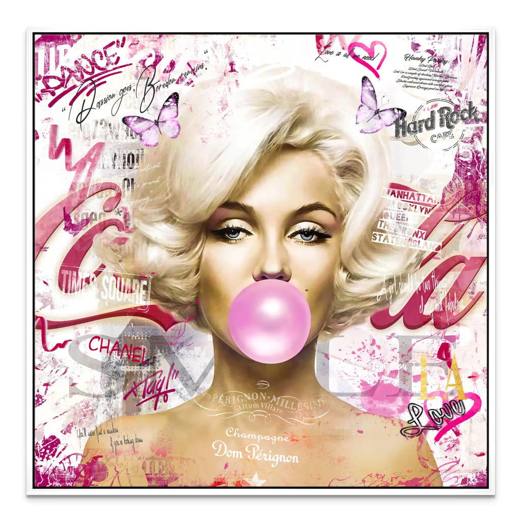 Marilyn Monroe Bubble Gum Streetart Leinwand Bild INGALERIE
