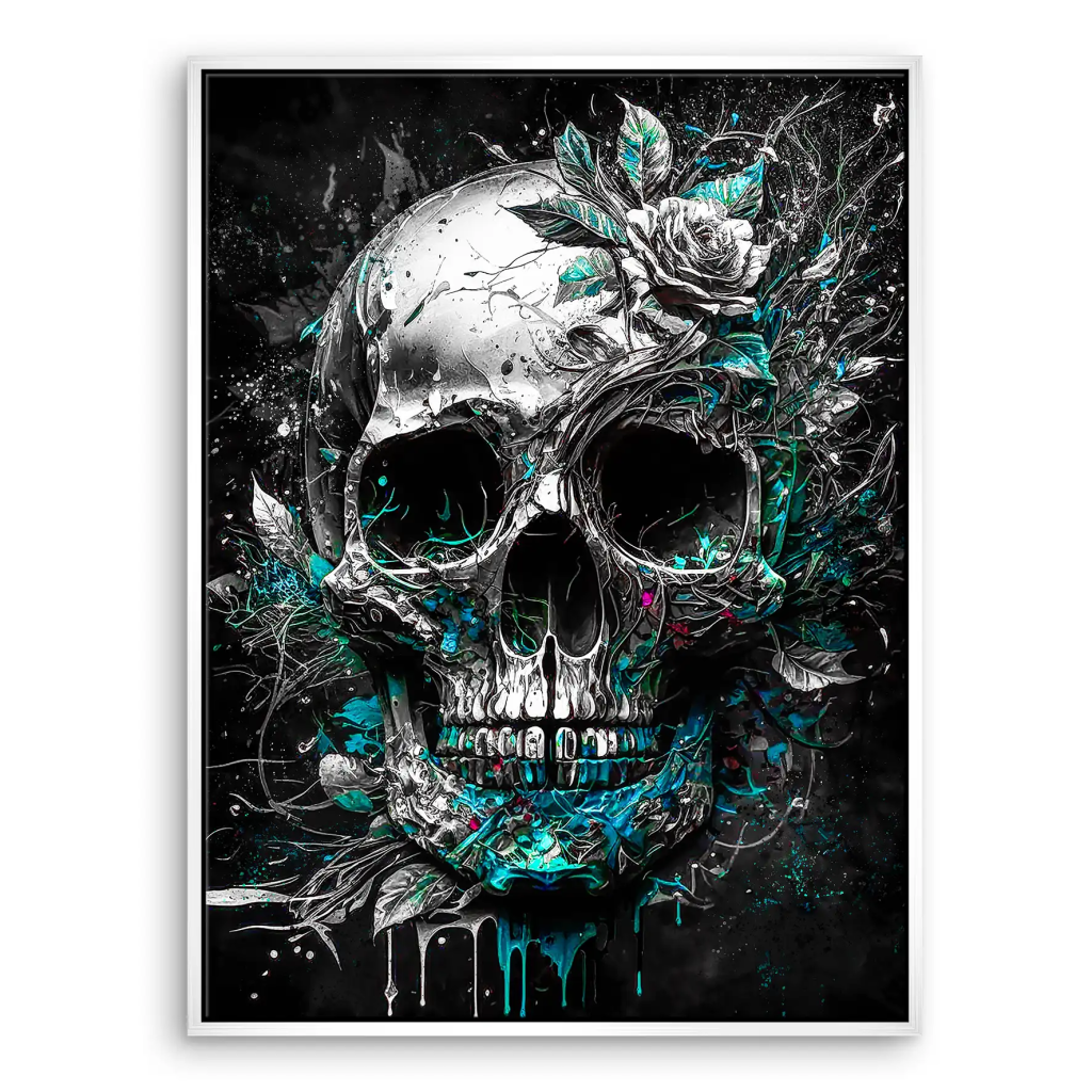 Totenkopf Silver Style Leinwand Bild INGALERIE