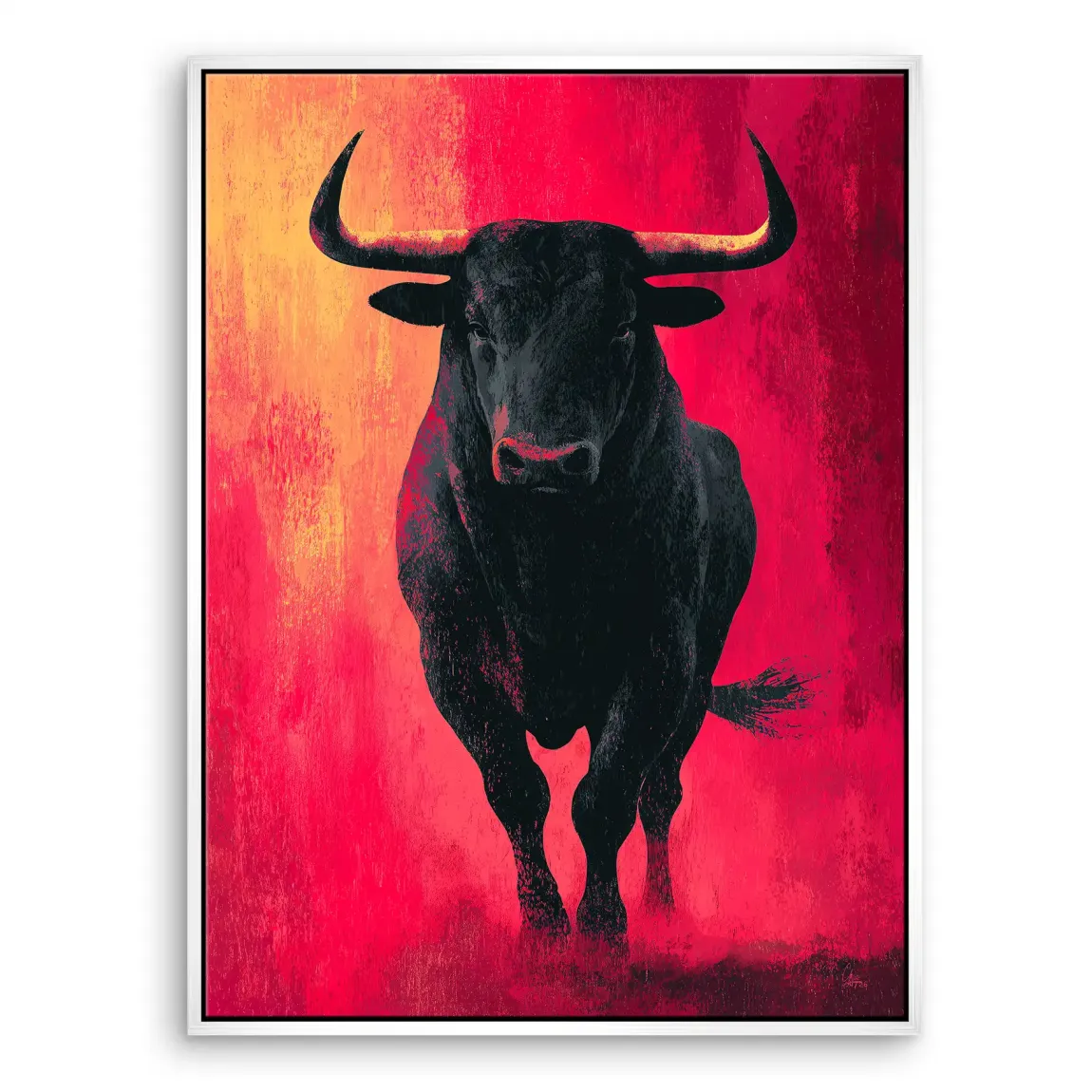 Stier in Rot Leinwand Bild