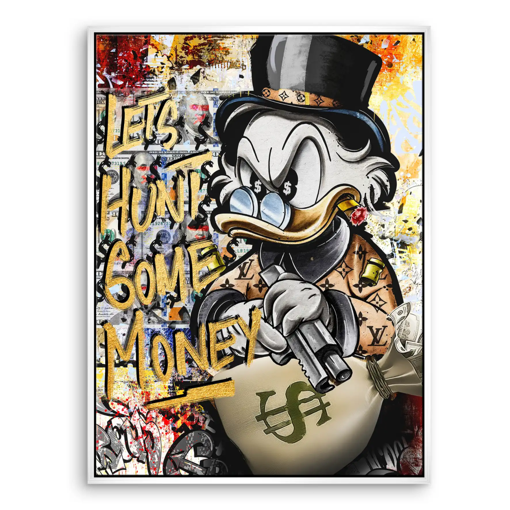 Dagobert Duck Let's Hunt Pop Art Leinwand Bild INGALERIE