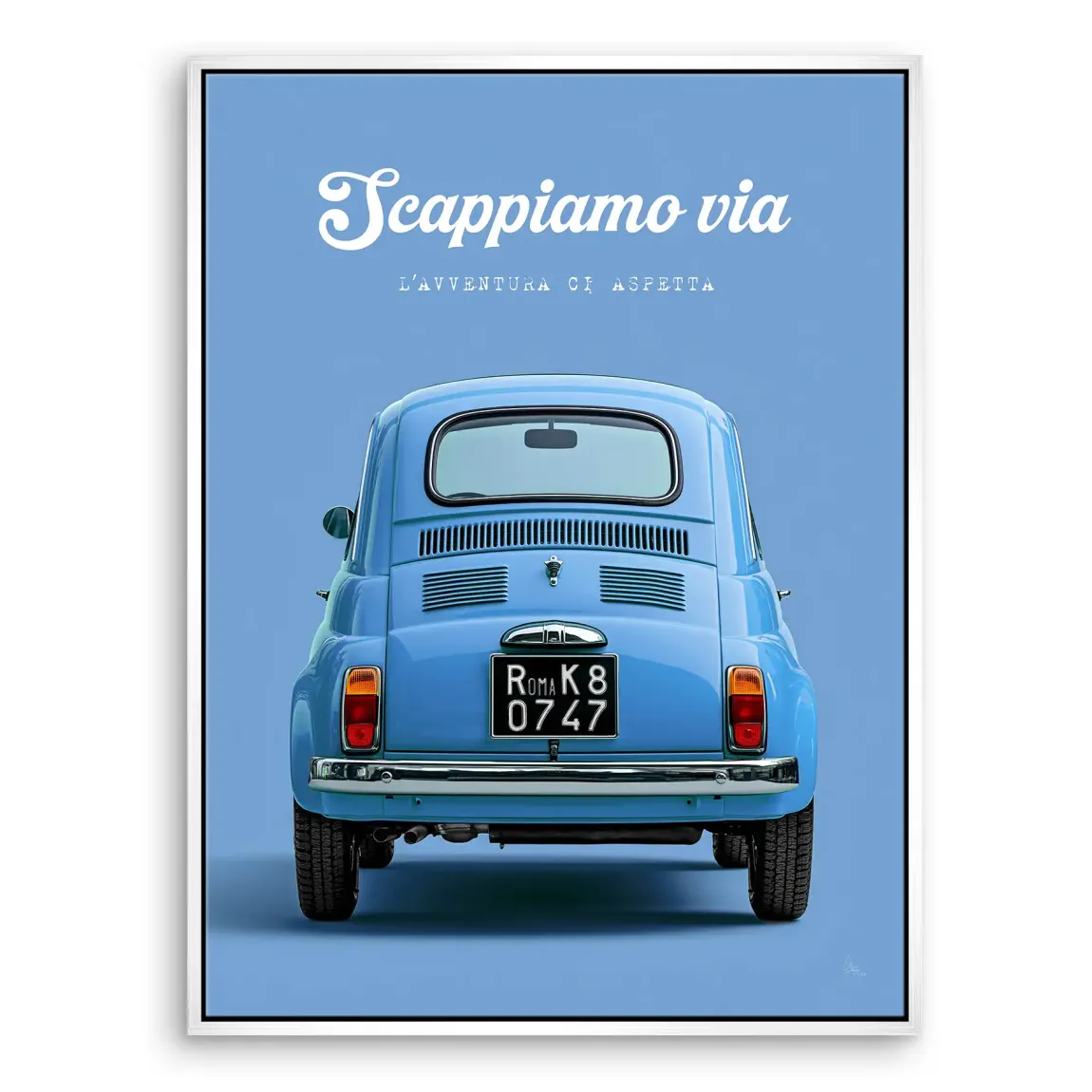 Fiat 500 Azzurro Leinwand Bild