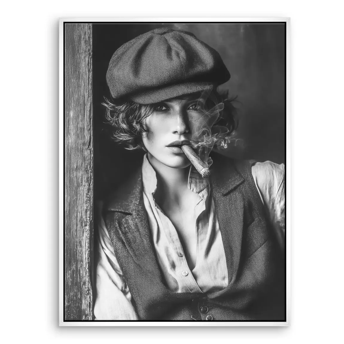 Smoke & Secrets Beauty in schwarz weiss Leinwand Bild INGALERIE
