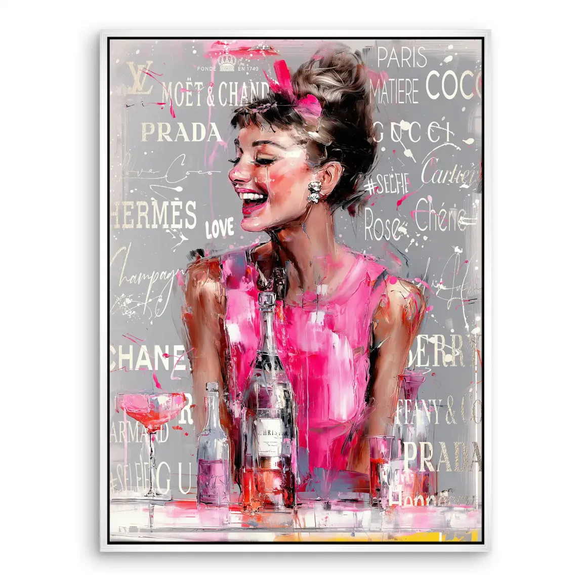 Champagne Bliss Audrey Hepburn Leinwand Bild