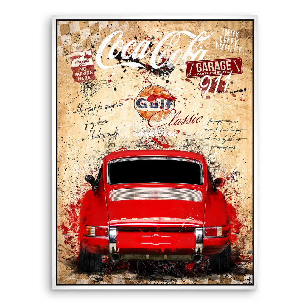 Porsche 911 Vintage Style Leinwandbild INGALERIE