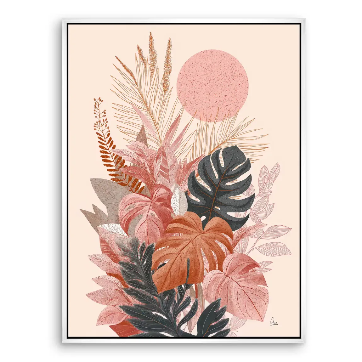 Terracotta Leaves Harmony Leinwand Bild