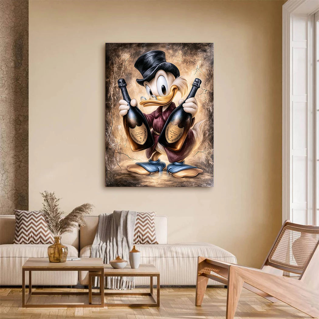 Dagobert Duck Champagner Art Acrylglasbild