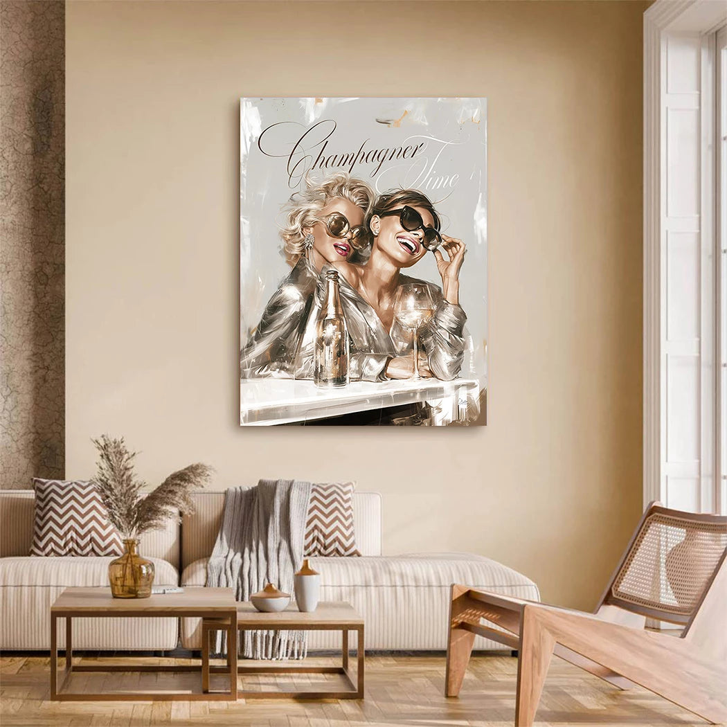 Audrey Hepburn und Marilyn Monroe Champus Acrylglasbild