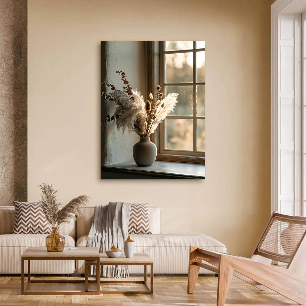Pampas Fensterlicht Leinwand Bild
