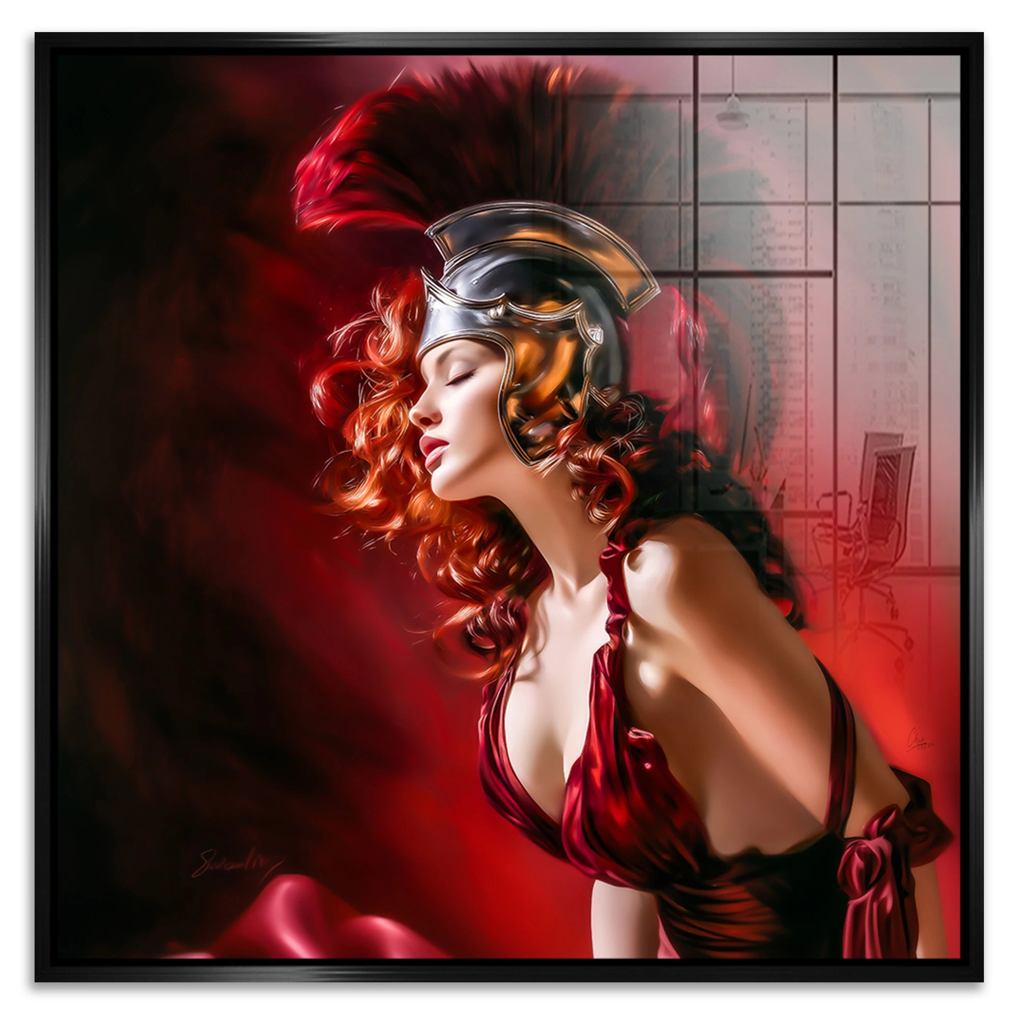Römerin in Rot Acrylglasbild