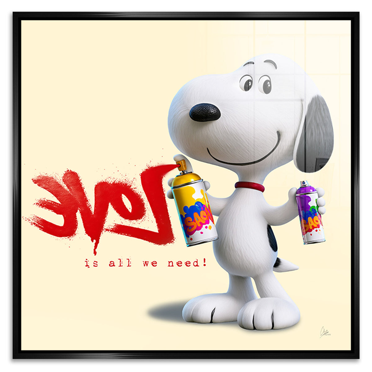 Snoopy Spray Love Acrylglasbild