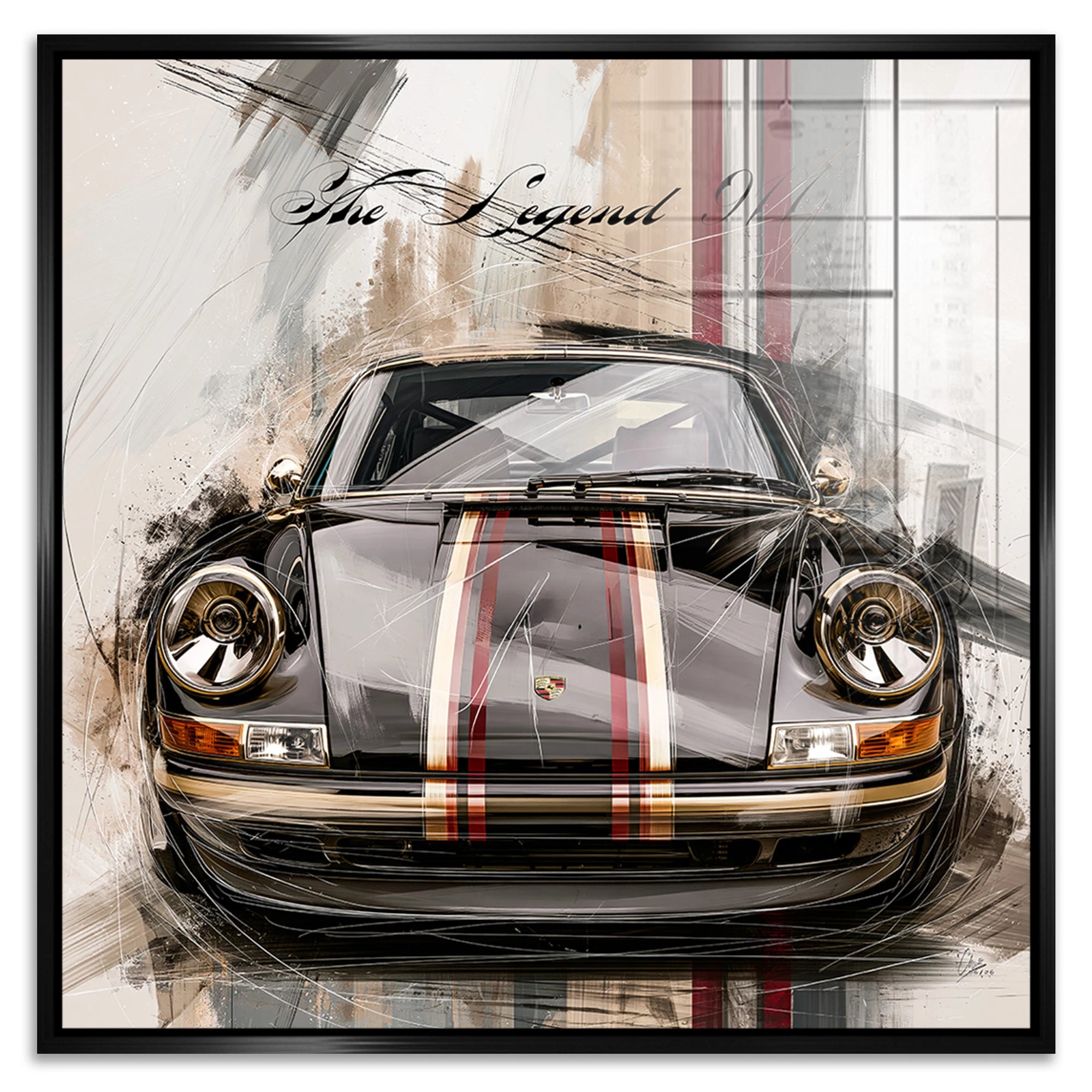 Porsche 911 Black Line Acrylglasbild