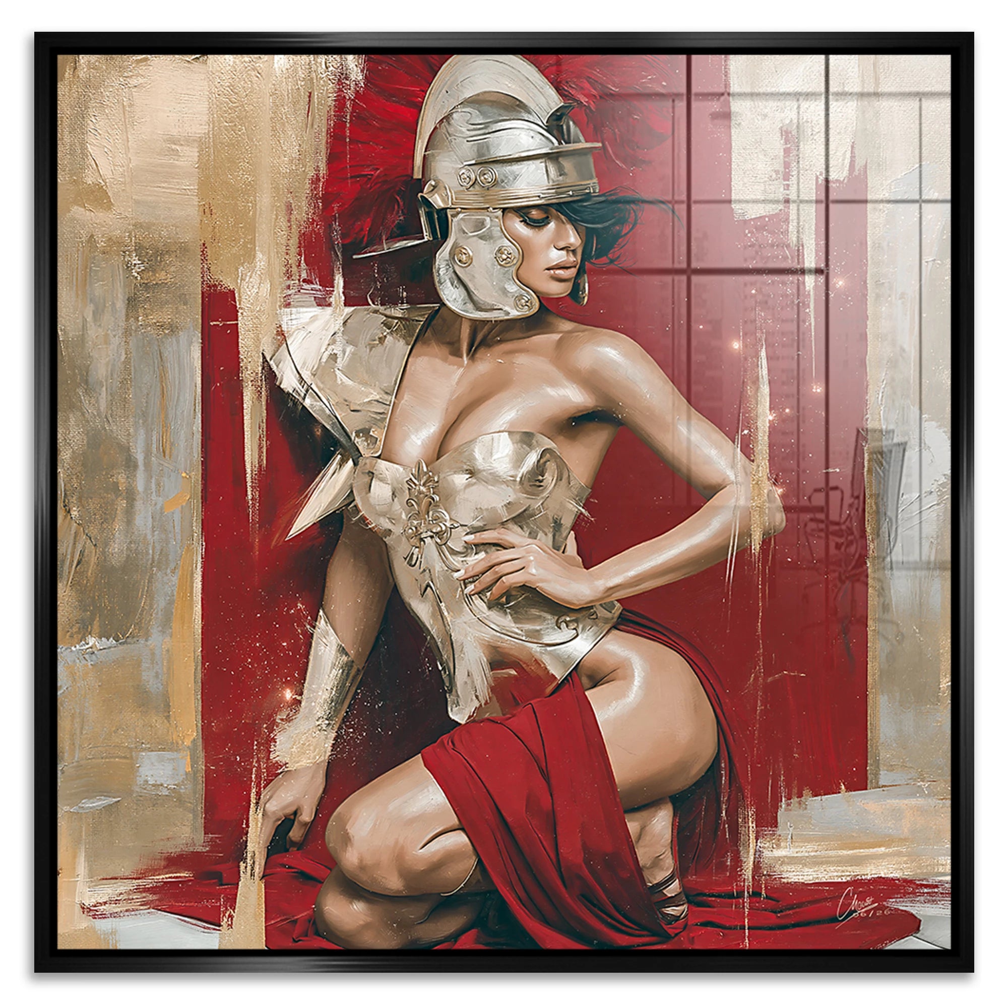 Goldene Gladiatorin Acrylglasbild
