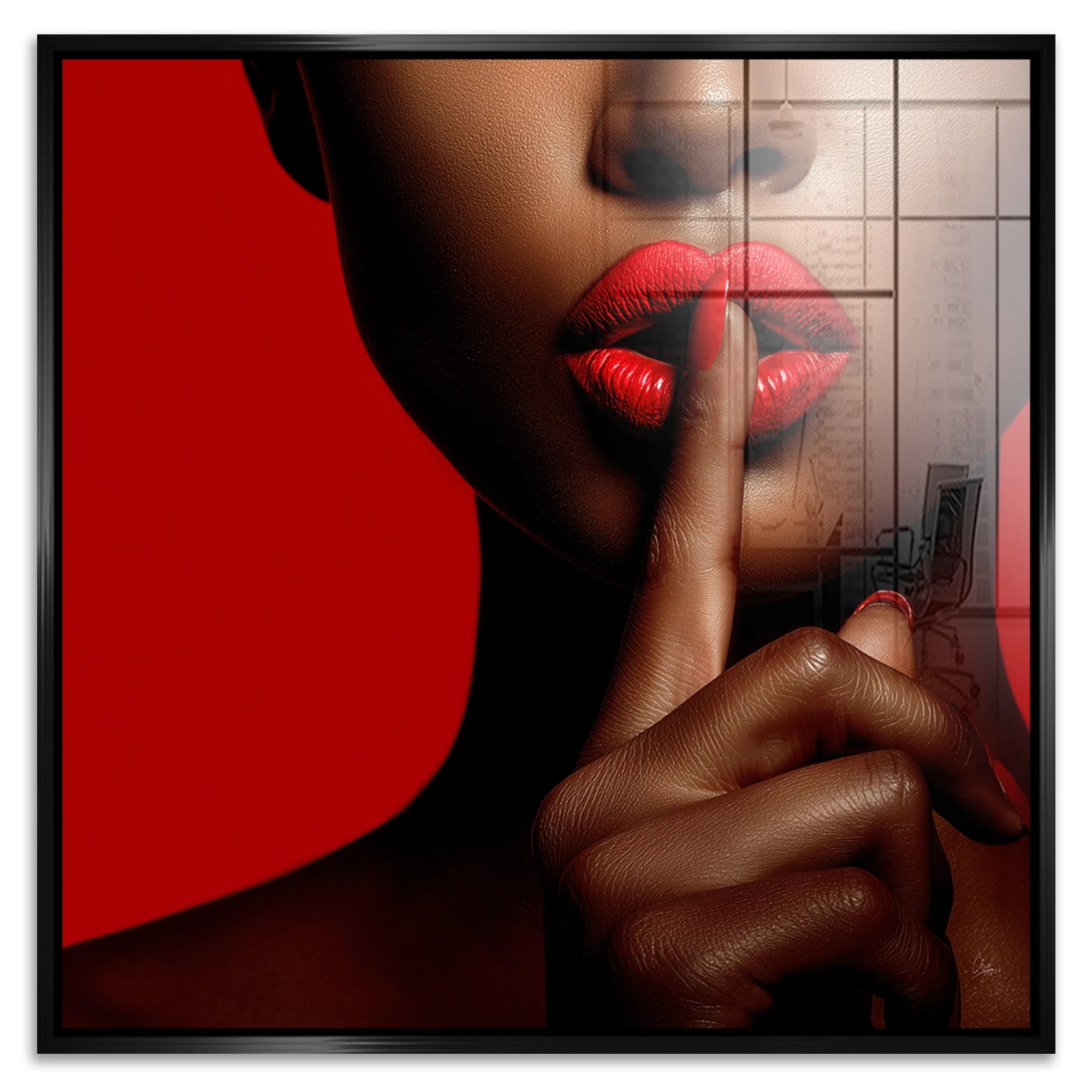 Psst in Rot Acrylglasbild