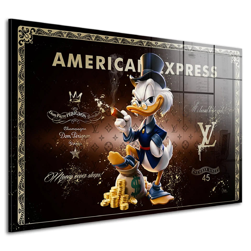 Dagobert Duck Money Power Acrylglasbild