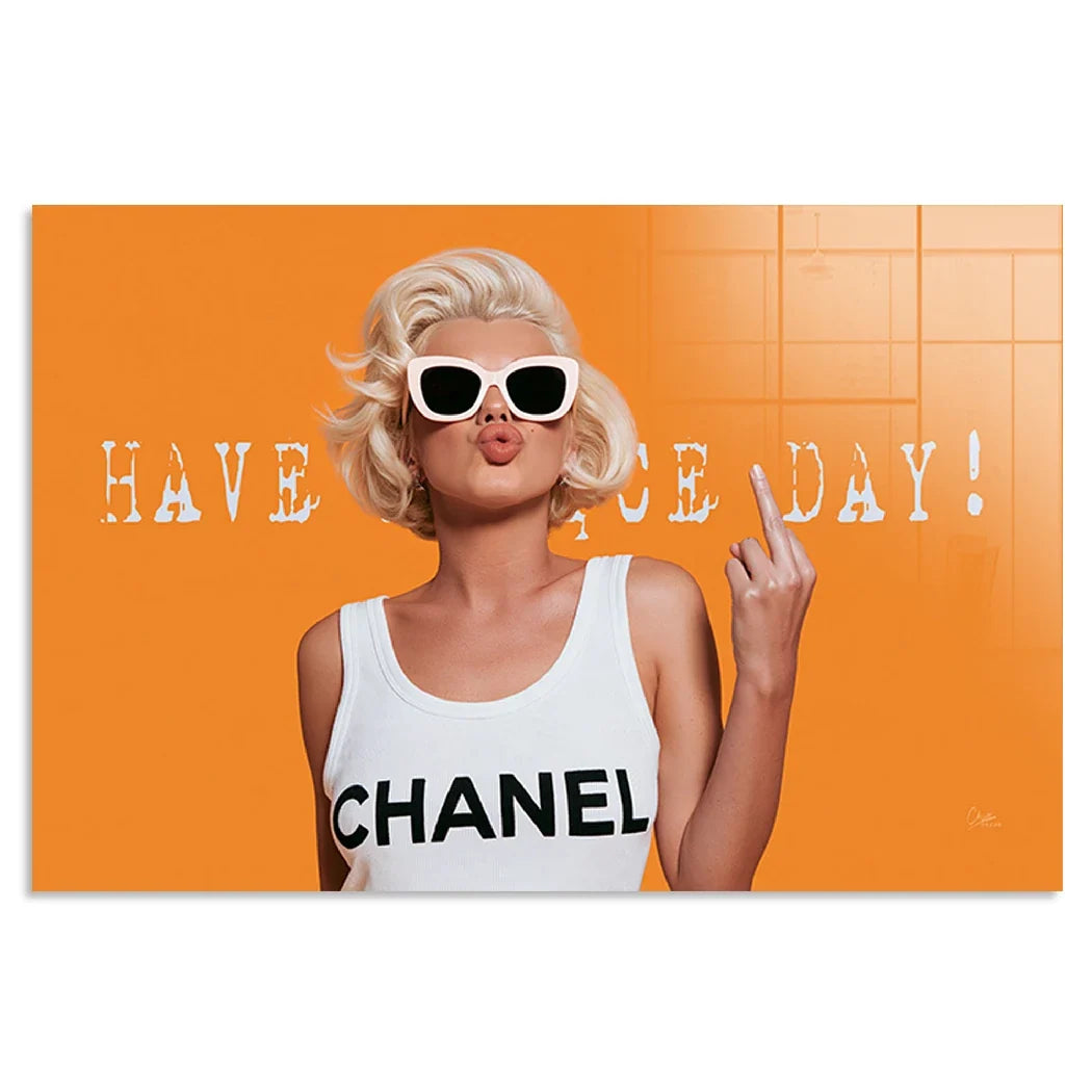 Marilyn Monroe Orange Kiss Acrylglasbild