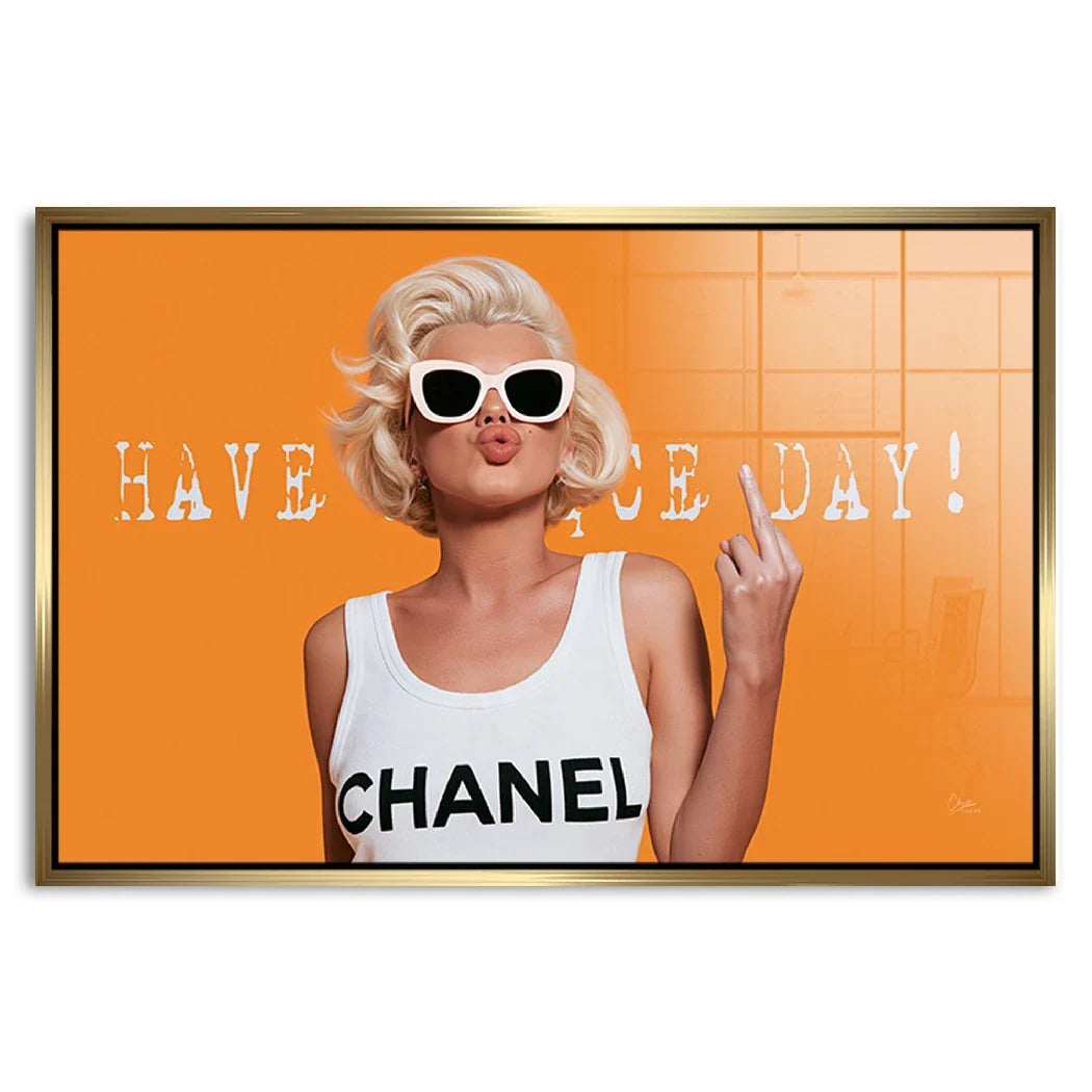 Marilyn Monroe Orange Kiss Acrylglasbild