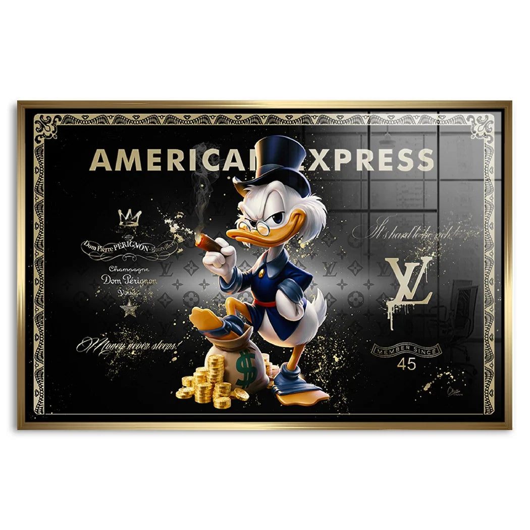Dagobert Duck Black Amex Acrylglasbild
