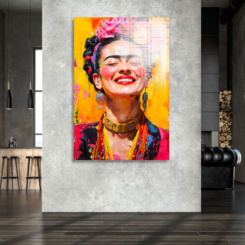 Frida Kahlo Lacht Acrylglas Bild INGALERIE