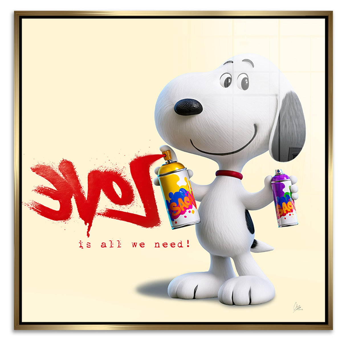 Snoopy Spray Love Acrylglasbild