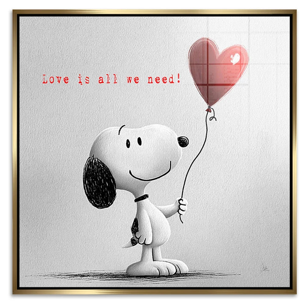 Snoopy Love Balloon Acrylglasbild
