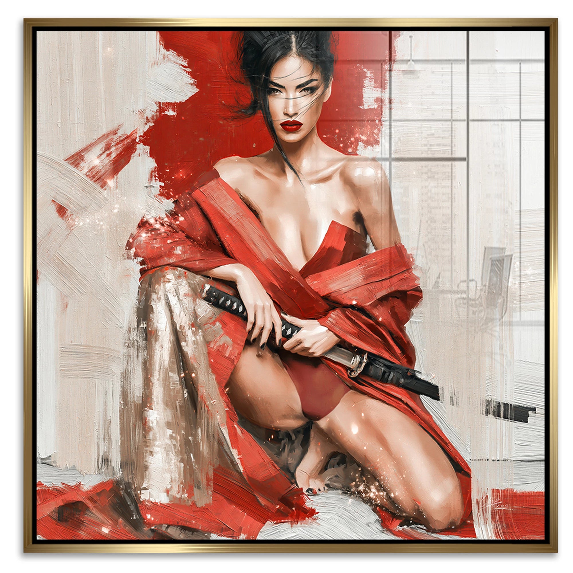 Rote Samurai Acrylglasbild