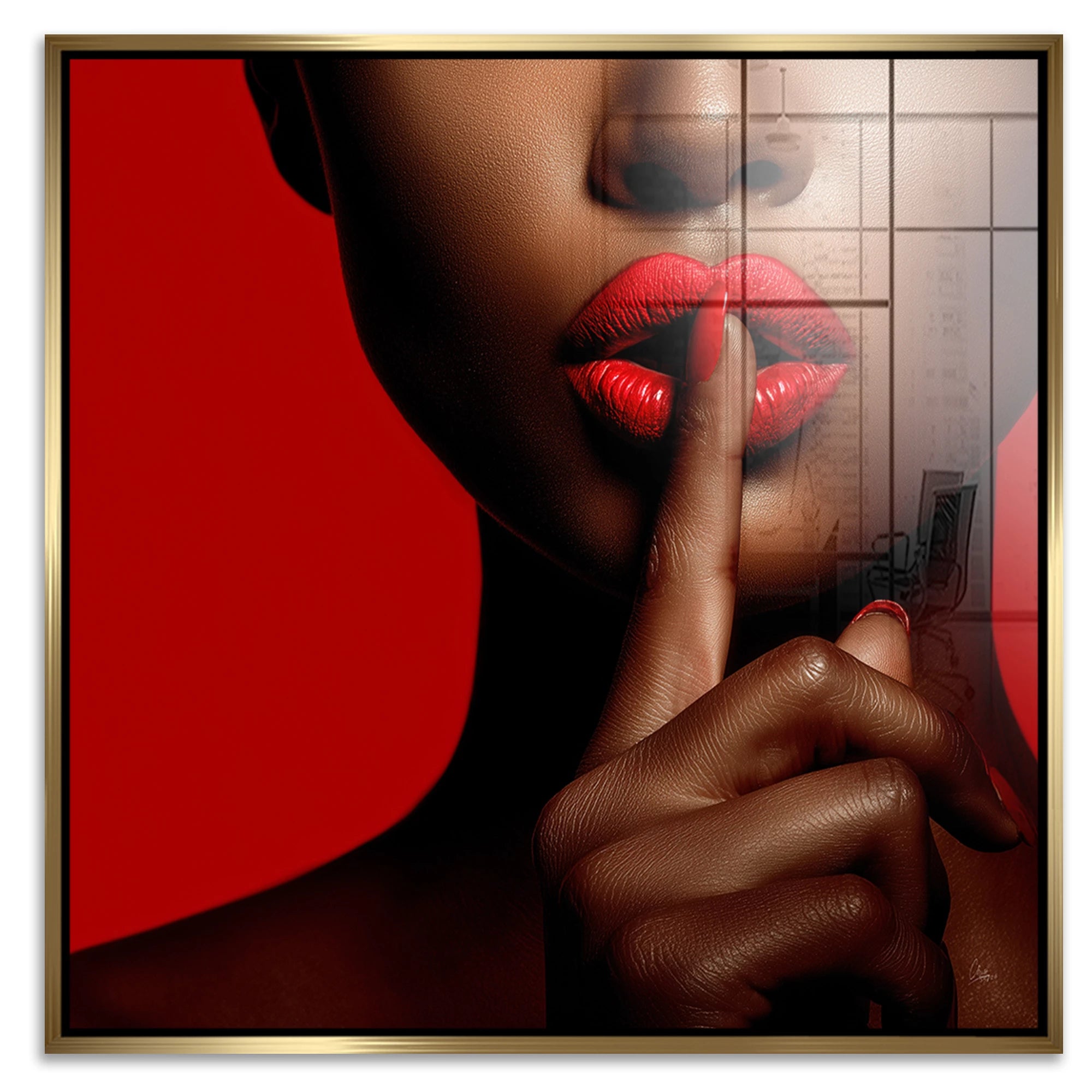 Psst in Rot Acrylglasbild