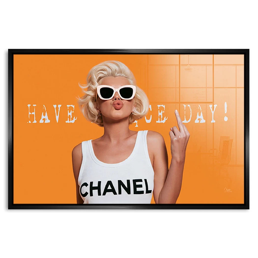 Marilyn Monroe Orange Kiss Acrylglasbild
