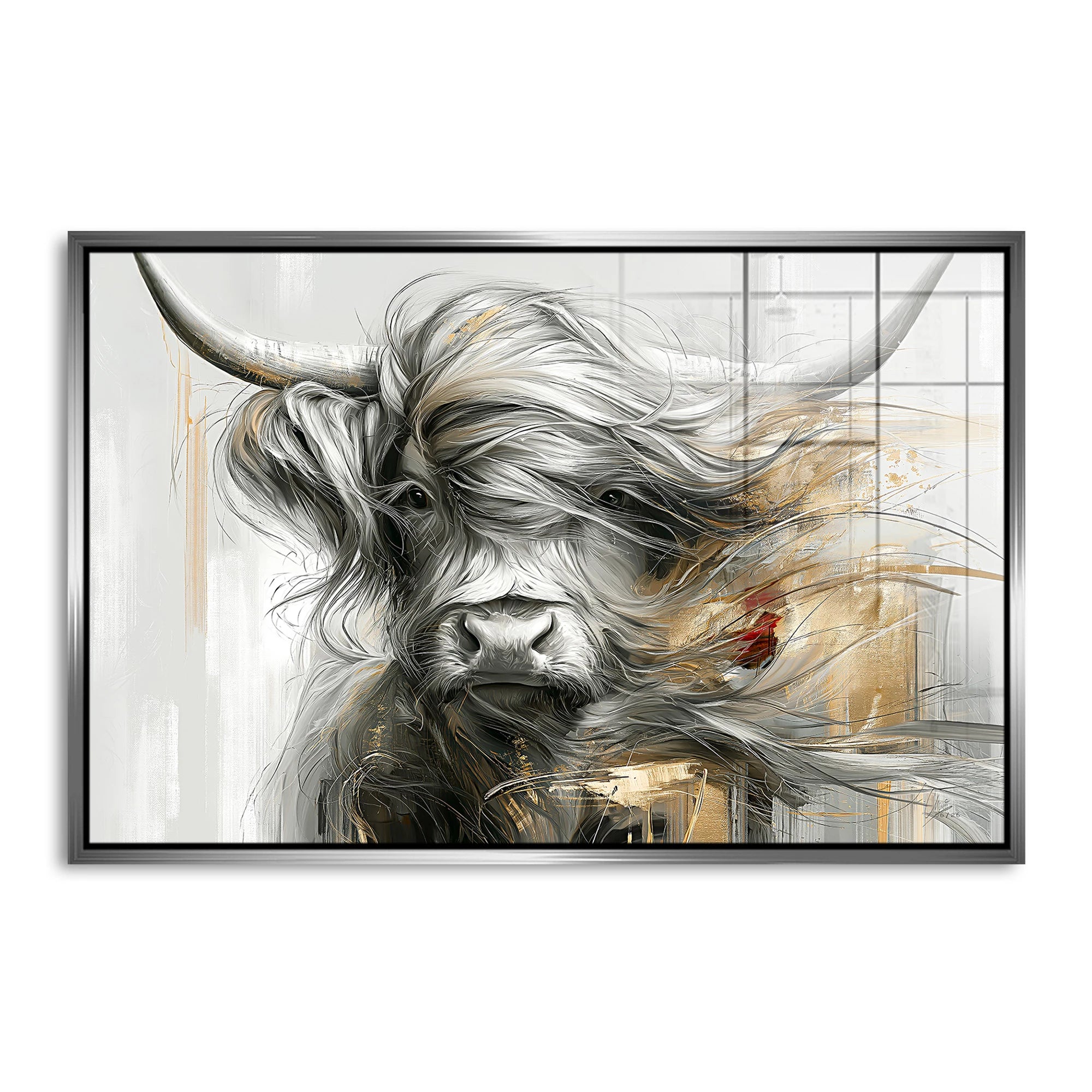 Highland Rind Gold Acrylglasbild