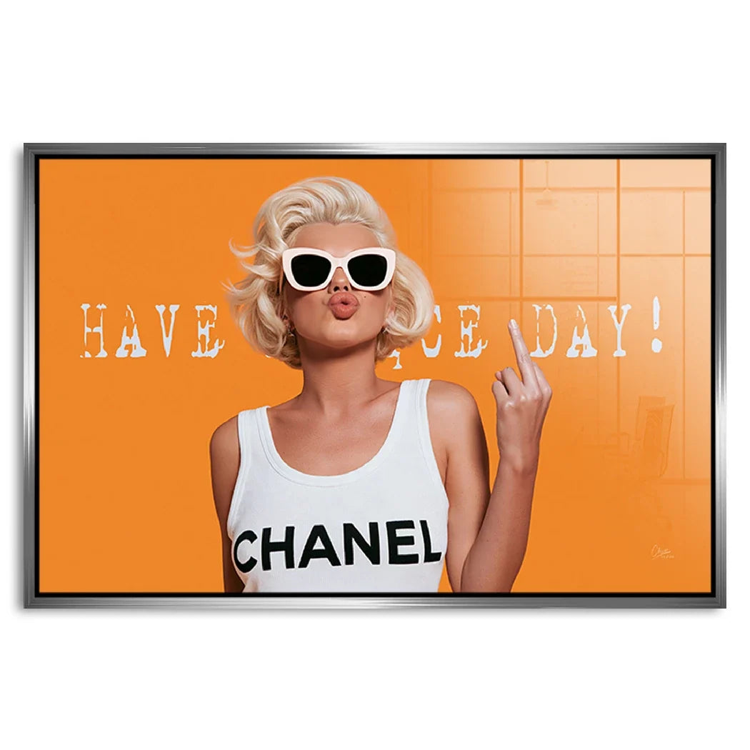 Marilyn Monroe Orange Kiss Acrylglasbild