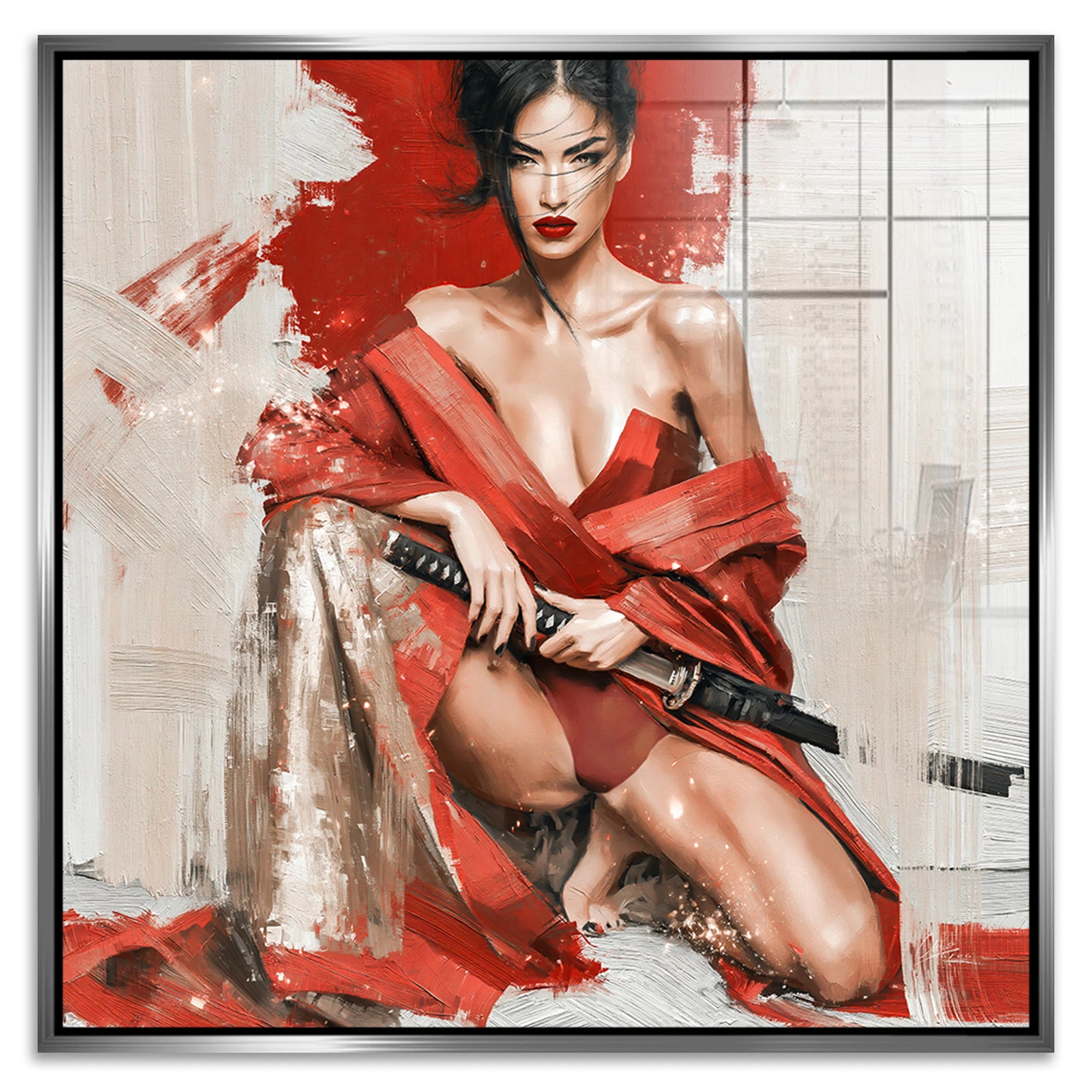 Rote Samurai Acrylglasbild