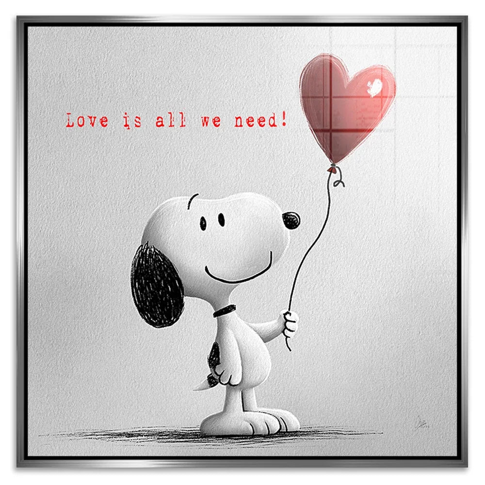 Snoopy Love Balloon Acrylglasbild