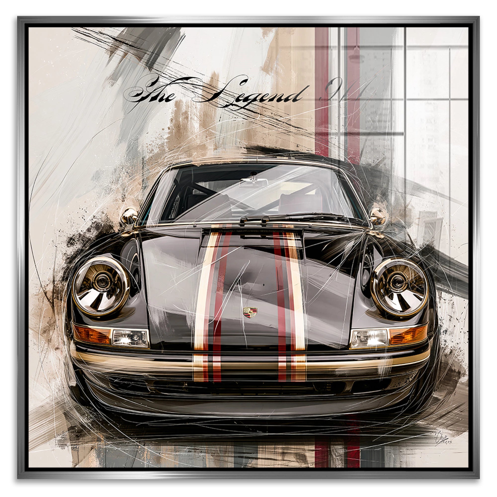 Porsche 911 Black Line Acrylglasbild