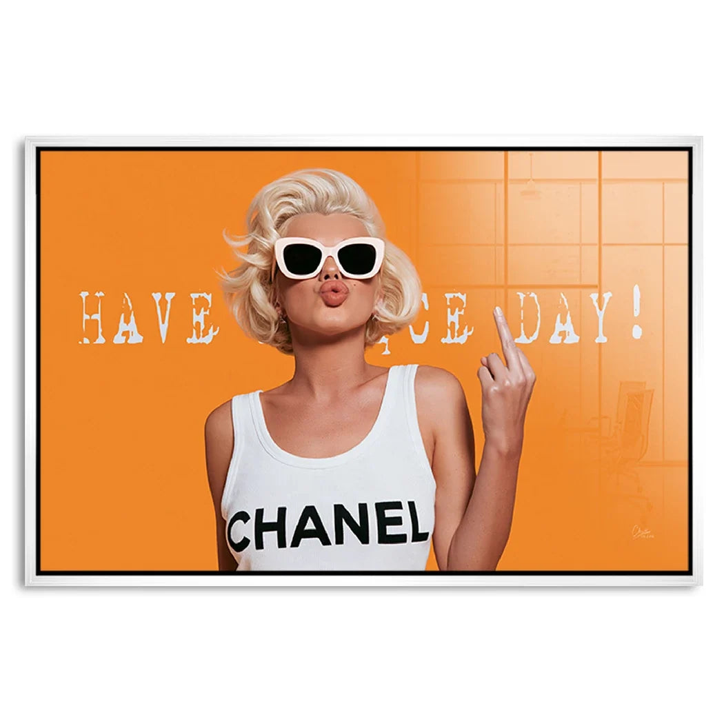 Marilyn Monroe Orange Kiss Acrylglasbild