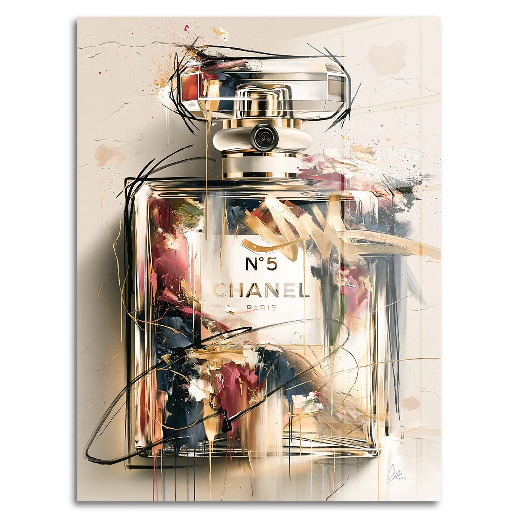 Chanel Goldflakon Acrylglasbild