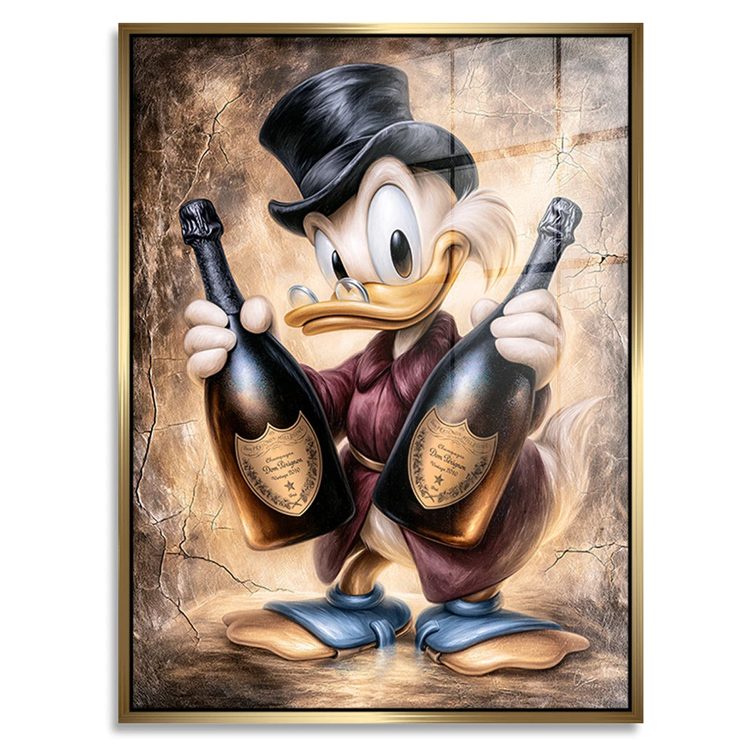 Dagobert Duck Champagner Art Acrylglasbild