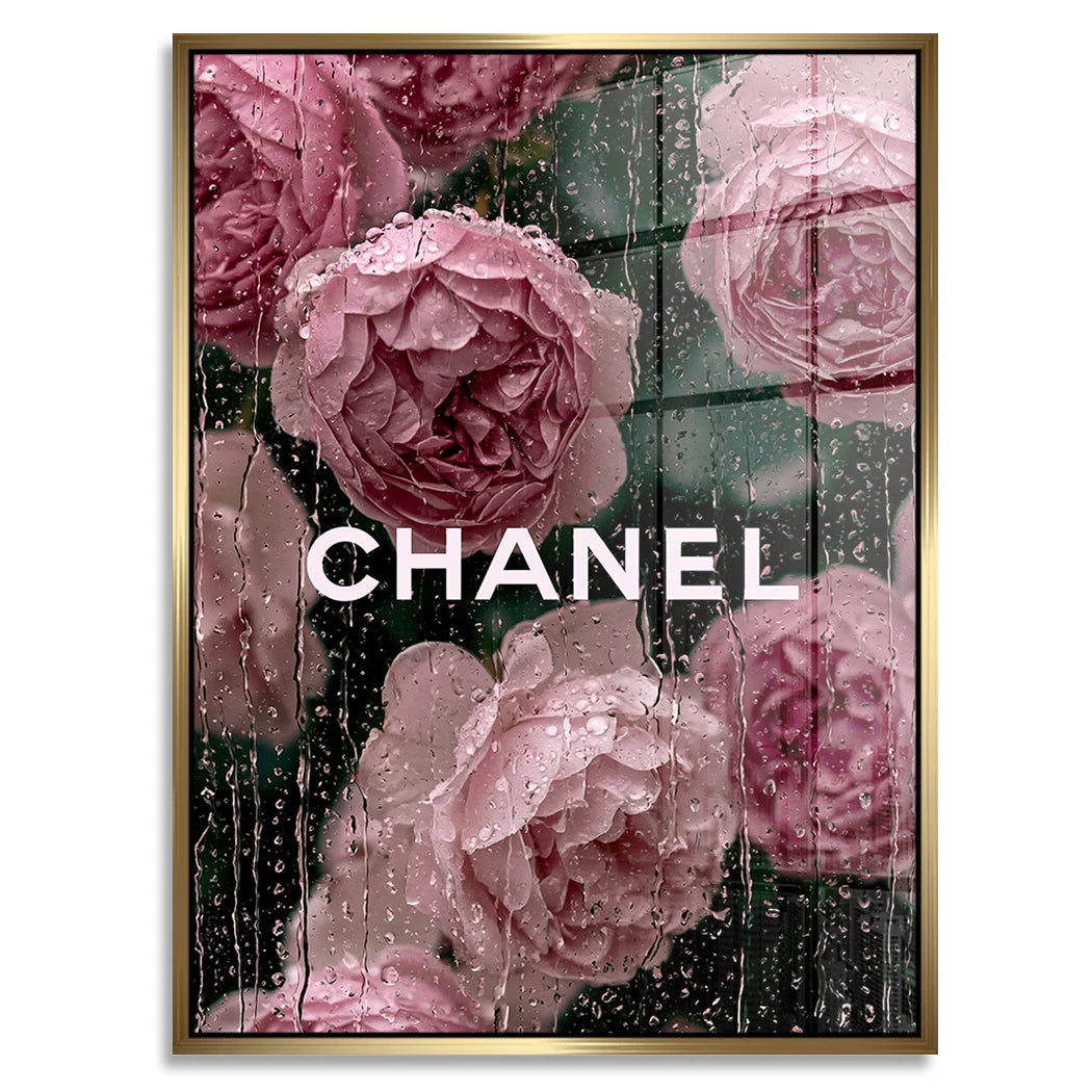 Chanel Rosenregen Acrylglasbild