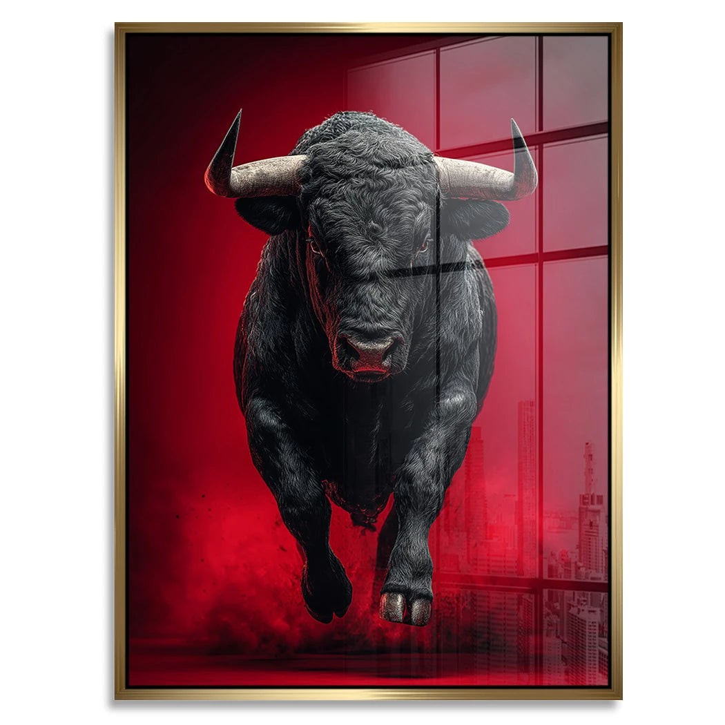 Schwarzer Stier Acrylglasbild