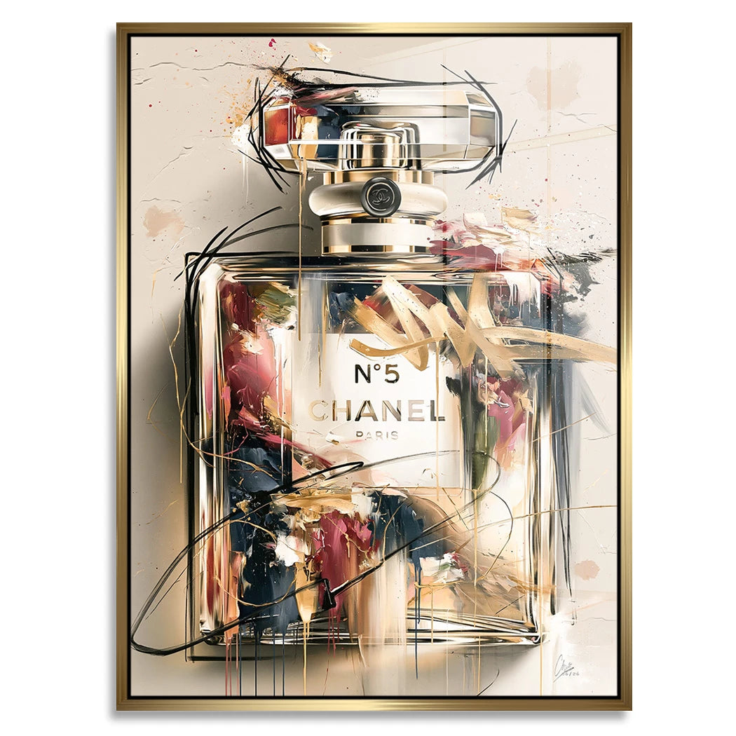 Chanel Goldflakon Acrylglasbild