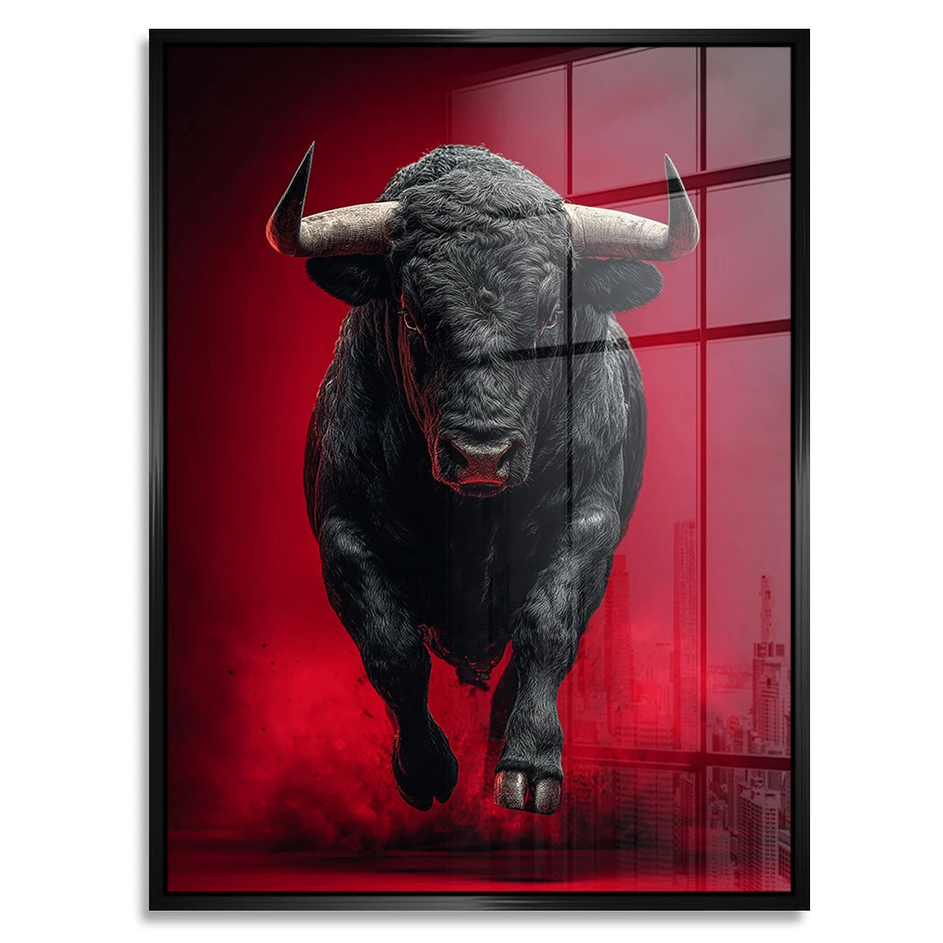 Schwarzer Stier Acrylglasbild