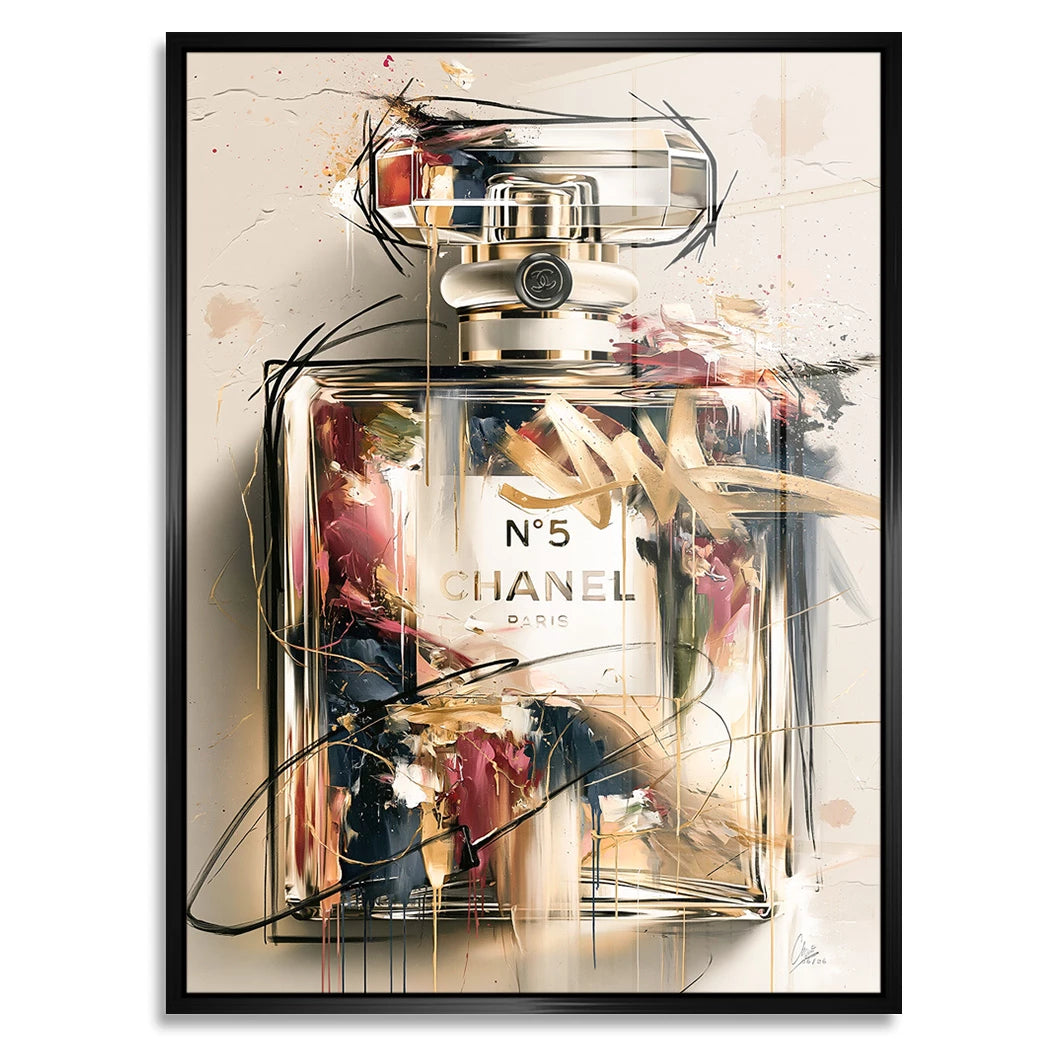Chanel Goldflakon Acrylglasbild
