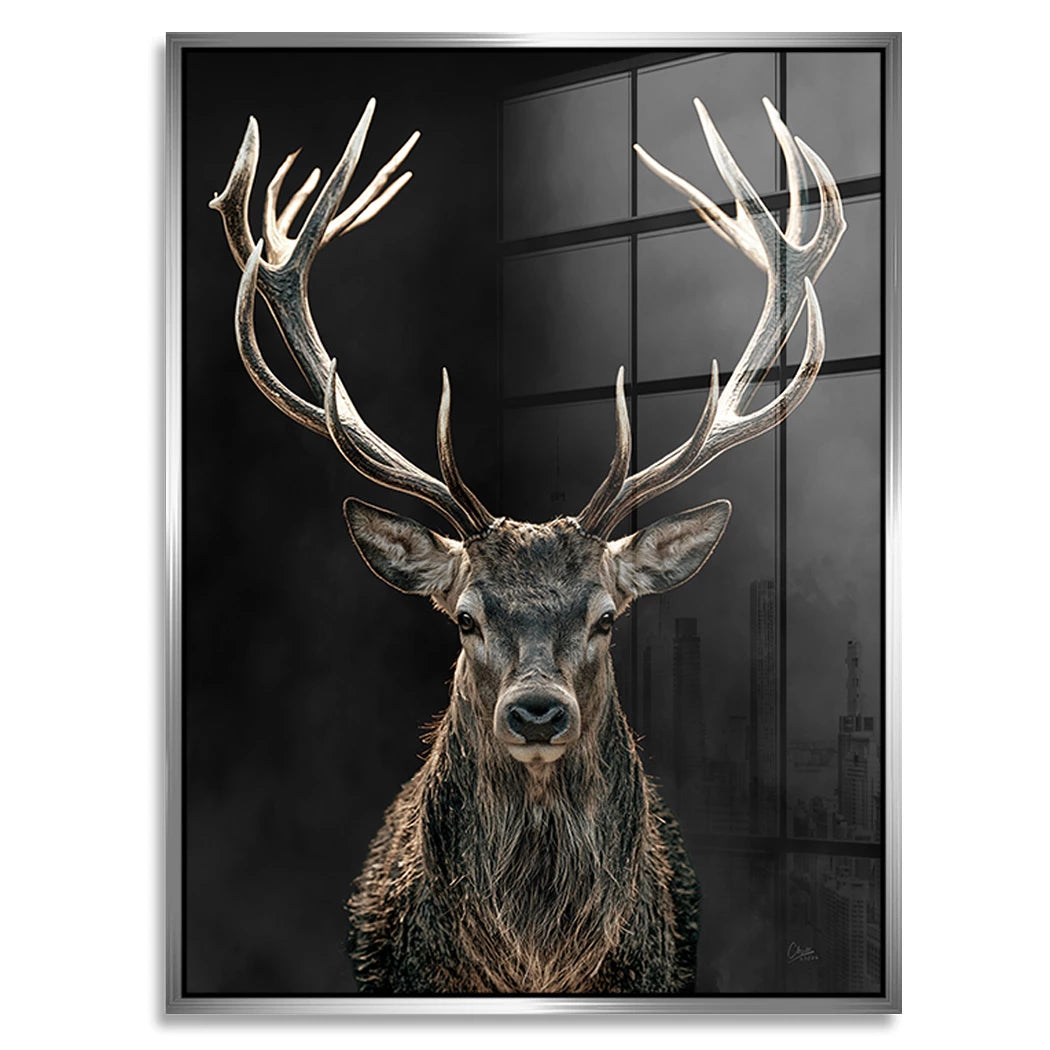Hirsch Black Art Acrylglasbild