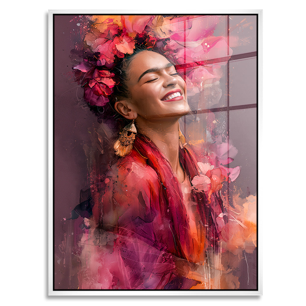 Frida Kahlo Flower Glow Acrylglasbild