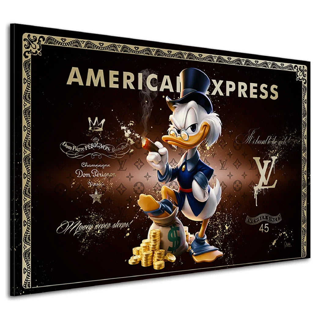 Dagobert Duck Money Power AluDibond Wandbild