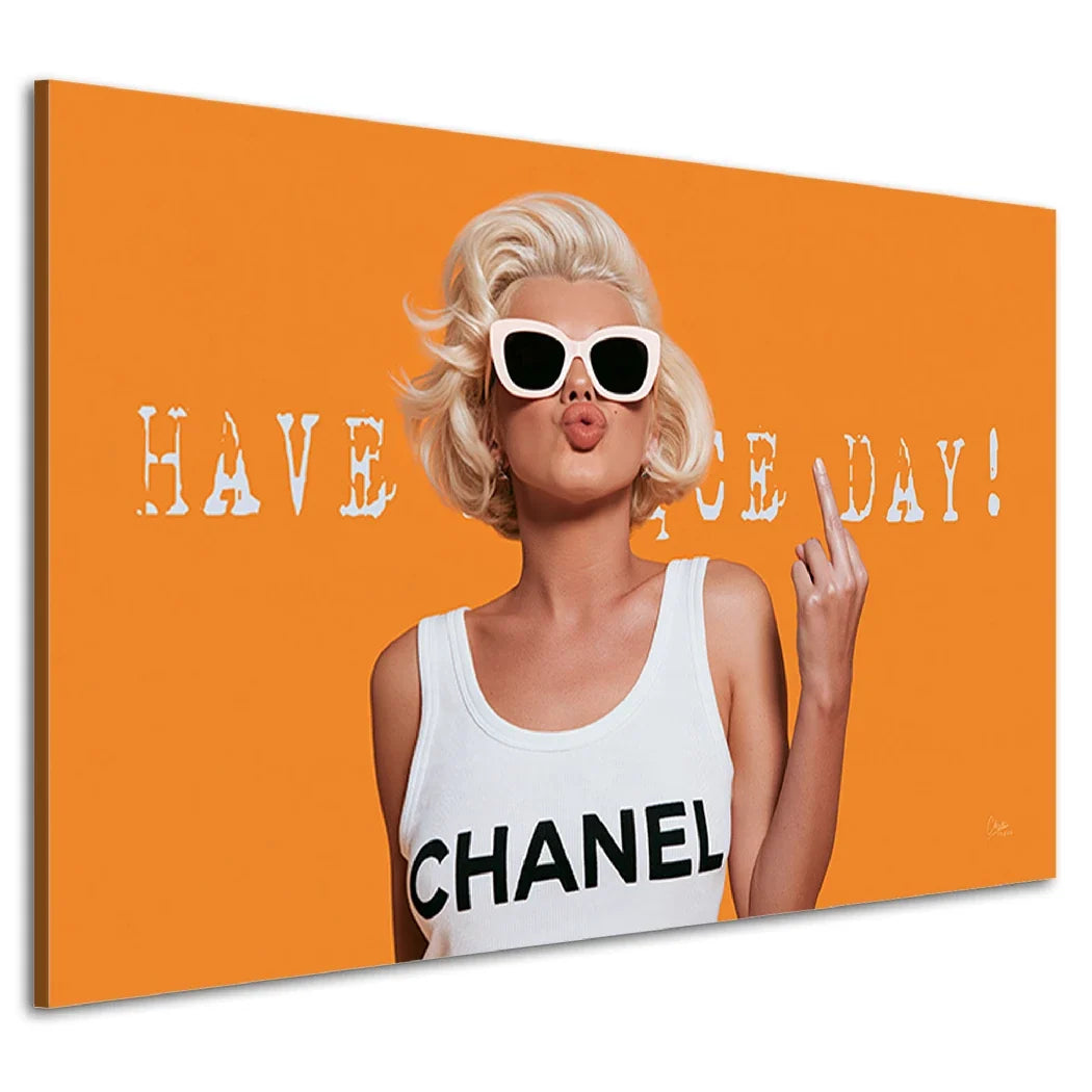Marilyn Monroe Orange Kiss AluDibond Wandbild